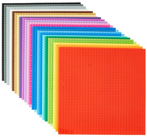 Strictly Briks 24 Pack LEGO-Compatible Stackable Baseplates, 15cmx15cm for Building Bricks, Bases for Tables, Compatible With Blocks and Base Plates, 24 Multi Colors