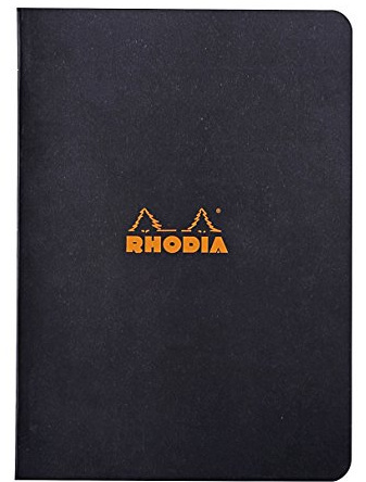 RHODIA 119189C - Black Piqué Notebook - A5 - Lined - 96 pages - White Clairefontaine paper 80 g/m - Soft, resistant and waterproof coated card cover - Classic