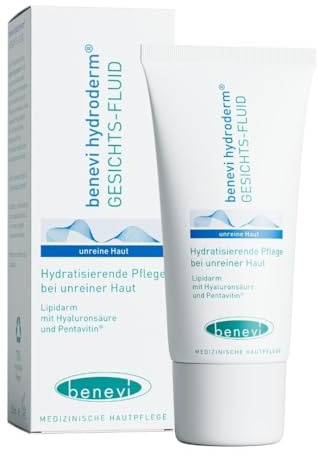benevi hydroderm Gesichts-Fluid 50 ml: Gesichts-Creme bei Akne und bei einer irritierten, trockenen Haut durch eine Aknetherapie. Produkte der Hydroderm Pflege-Serie kann Hautirritationen lindern.