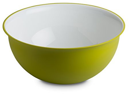 omada Design Saladier 6,5 litres 32,5 x 15,5 cm, blanc à l'intérieur et coloré à l'extérieur, en plastique antibactérien et incassable, Ligne Sanaliving, Pomme Vert