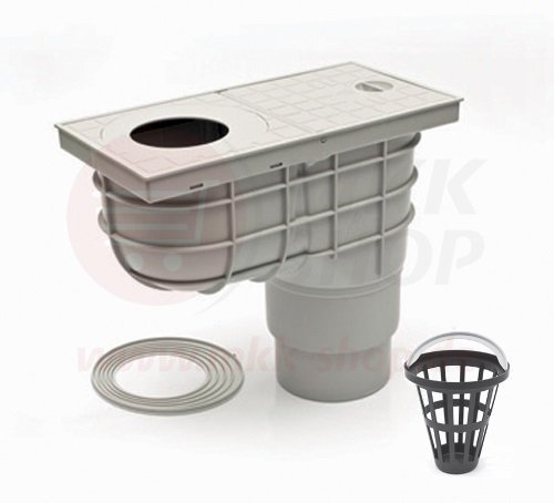 Senkrechter Regensinkkasten grau mehrstufig Ø 110/125 mm - 275 mm Einbautiefe Rückstauklappe Rückstauverschluß Geruchsklappe Regenrohrablauf Dachrinnenablauf Sieb