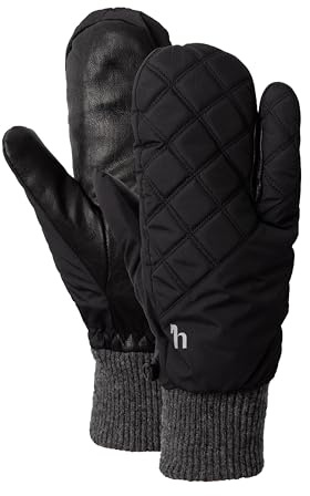 HORZE Adult Padded Warm Winter 3-Finger Horseback Riding Equestrian Mittens for Extra Rein Grip - Black - 7