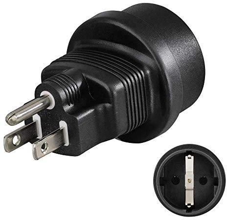 Hama Reiseadapter (Adapter für Amerika, Costa Rica, Kanada, Kuba, Jamaika u.v.m.), Reisestecker, Schwarz, USA Typ B