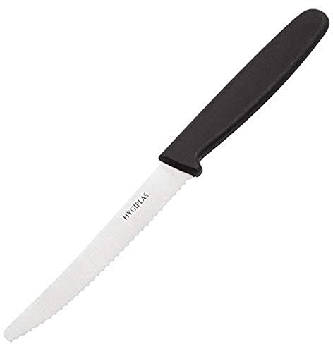 Hygiplas Serrated Tomato Knife Black 10.5cm - Utility Kitchen Knife Dishwasher Safe CF897