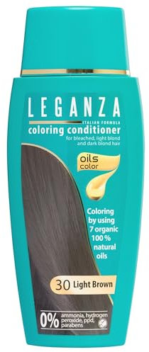 LEGANZA | Balsamo Colorante Naturale Per Capelli Castano Chiaro Nº 30 | Colorante senza ammoniaca | Arricchito con oli naturali | bagno di colore | copre i capelli grigi | 150 ml