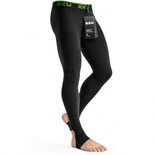2XU Men's Elite Power Recovery Compression Tights - Enhance Performance & Recovery - Black/Nero