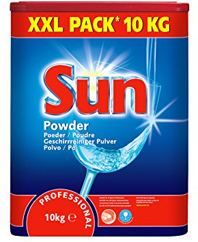 Sun Professional 100903257 Geschirrreiniger Pulver für die Spülmaschine, für alle Wasserhärten, beugt Kalkbildung vor, 10 kg