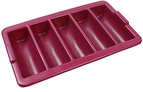 GRäWE casier à couverts vide – sans couverts, avec 5 compartiments, Gastronorm 1/1 rouge