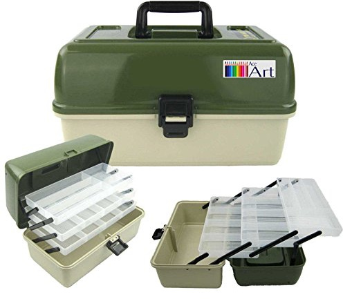 Ace Arts 3 Tray Cantilever Artists Craft Box. Storage for Art Materials, Media, Paints, Sewing, Knitting, Macrame, Embroidery etc.