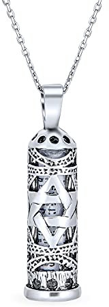 Bling Jewelry Hanukkah Magen Judaic Star Of David Magen Jüdischen Pergament Mezuzah Anhänger Kabbalah Halskette Für Bat Mitzvah Für Männer Für Frauen .925 Sterling Silber