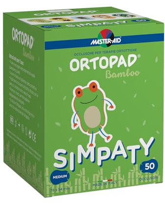 MASTER AID Ortopad Simpaty Medium - Cerotti Colorati Oculari per Bambini - Cerotto Occlusore Occhio Bambini per il Trattamento di Occhio Pigro e Strabismo - 1 Confezione da 50 Pezzi - 7,6 x 5,4 cm