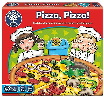 Orchard Toys Pizza, Pizza!, Lernspiel für Vorschüler und Kinder im Alter von 3-7 Jahren, Form- und Farbspiel, Lernspiel Spielzeug