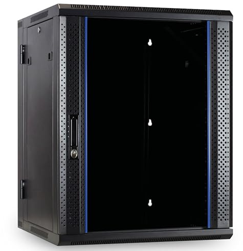 15 HE serverskåp, vändbart vägghölje med glasdörr (B x D x H) 600 x 600 x 770 mm