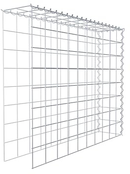 GABIONA Cesta de piedra de gavión rectangular, malla de 10 x 10 cm, profundidad de 20 cm, cesta de cultivo tipo 4, cierre de espiral, galvanizado (100 x 80 x 20 cm)