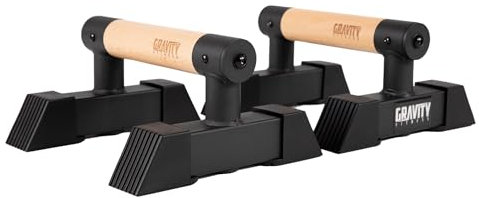 Gravity Fitness Parallettes Calisthenics Dip Barren mit Hybrid Holzgriffen – Stabil & Tragbar für Zuhause & Studio – Perfekt für Liegestütze, Handstand, Bodyweight Training