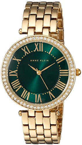 Anne Klein Damen-Armbanduhr mit Premium-Kristallakzent und Goldton, AK/2230GNGB