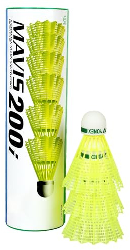 Yonex Mavis 200i Nylon Badminton Shuttlecocks (Yellow, Medium Speed) | Flight Stability | Synthetic Cork