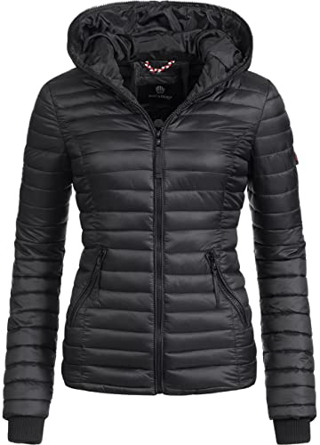 Navahoo Damen Damen leichte Übergangsjacke Steppjacke mit Kapuze Kimuk Schwarz Gr. XXL