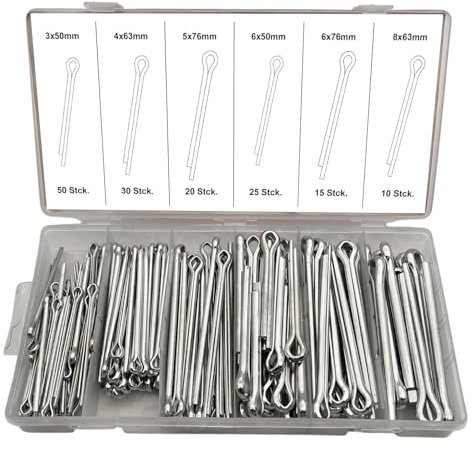 Sicherungssplinte Splinte Sortiment Sortimentskasten Länge 25 - 64 mm 150-tlg. (im Aufbewahrungsbox / Sortimentsbox)