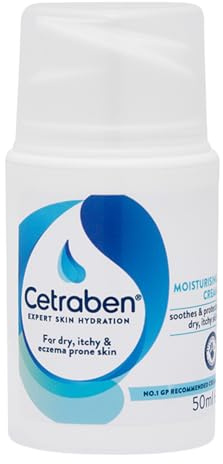 Cetraben Moisturising Cream for Dry Sensitive Eczema-Prone Skin, 50ml | Soothes itching and hydrates body, protects natural barrier, fragrance-free dermatological formula, daily use