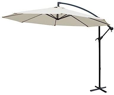 sweeek Alice's Garden - Parasol déporté rond Ø300cm - Hardelot - Ecru - Manivelle anti-retour | Toile déperlante | Facile à utiliser
