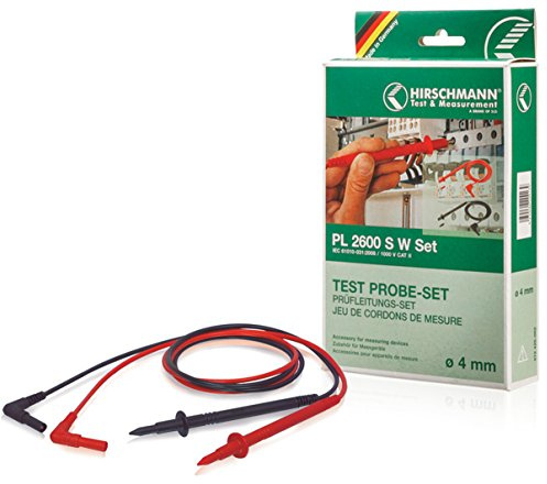 SKS - HIRSCHMANN Set mit Sicherheitsmessleitungen PL 2600 S W Set [Banane männlich 4 mm – Testspitze] 1,00 m, schwarz, ro