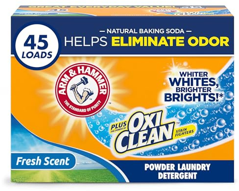 Arm & Hammer Plus OxiClean Powder Laundry Detergent, Fresh Scent, 45 Loads, 3.48 Pound (Pack of 1) - Package May Vary