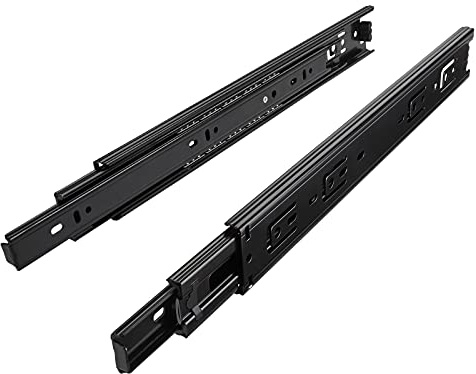 1 par (2 piezas) SO-TECH® Guía para Cajón de Extracción total Carril de Cajón Negro 600 mm (cerrado) Rodamiento de Bolas Capacidad de carga 45 kg