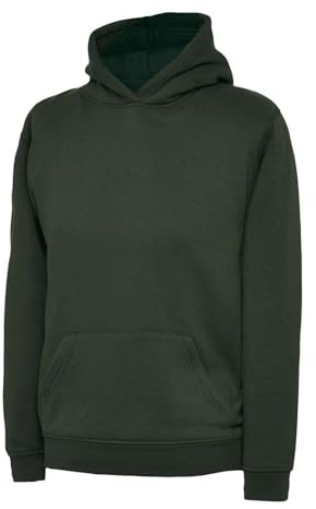 Mischief Ages 1-15 Boys Girls Plain Fleece Hoodie Unisex Childrens Hooded Sweatshirt Pullover Hoody 30+ Colours Bottle Green