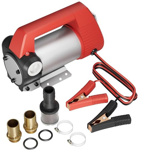 Wiltec Bio Dieselpumpe 12 V, 160 W, 40 l/min, Heizölpumpe selbstansaugend, Absaugpumpe für Diesel, Biodiesel, Heizöl, tragbare mobile Umfüllpumpe