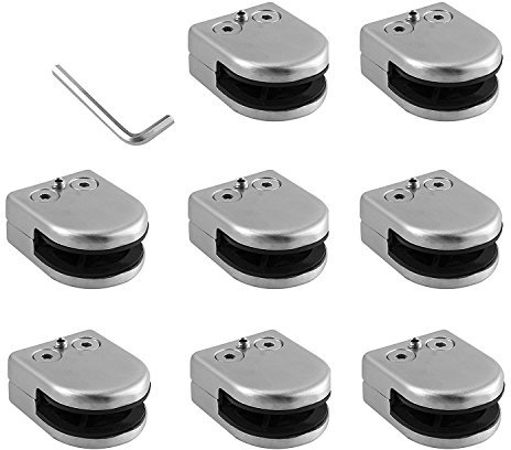 Proster Glasklemme 8pcs 8-10mm Rostfreier Stahl 304 Glashalter Verstellbare Glashalterung Flache Rückseite für Balustrade Treppe Handlauf