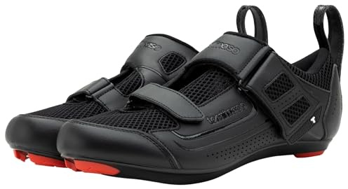 Tommaso Veloce II Fahrradschuhe - Ride in Style - Peloton Schuhe Triathlon Rennrad Indoor Cycling Herren Damen Kompatibel mit Look Delta SPD SPD-SL Stollen Weiß Schwarz, Schwarz - Herren, 13 Women/11