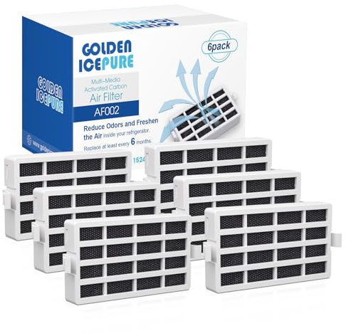 6 filtri antibatterici GOLDEN ICEPURE AH-WPA compatibili con Whirlpool Microban ANT001, ANT002, ANTF-MIC, Bauknecht Hygiene+ HYG001, 481248048172