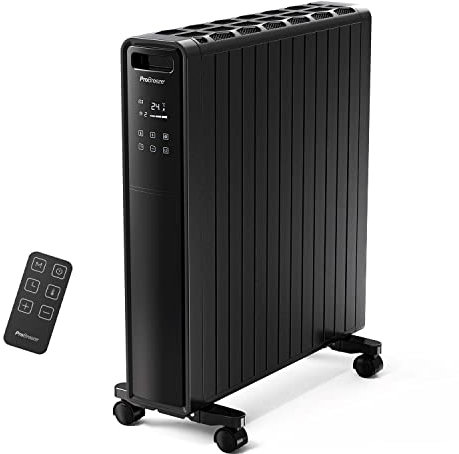 Pro Breeze Radiatore senza olio da 2000 W con timer 24 ore, display a LED digitale, telecomando, termostato e spegnimento di sicurezza