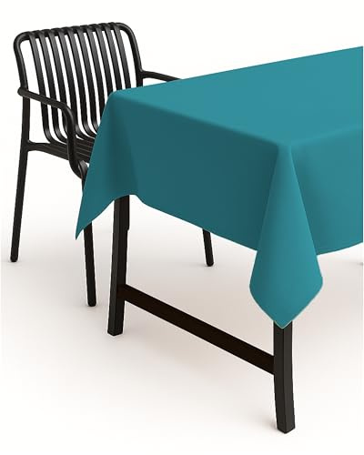 texpot Mantel con protección antimanchas, color blanco, tamaño a elegir, dobladillo de fácil cuidado, repelente al agua (135 x 200 cm), color azul petróleo