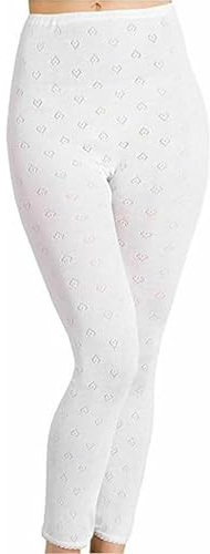 iTRONiK New Women's Thermal Long Johns Underwear Cotton Long Johns White or Black Made in The UK (White, XL)