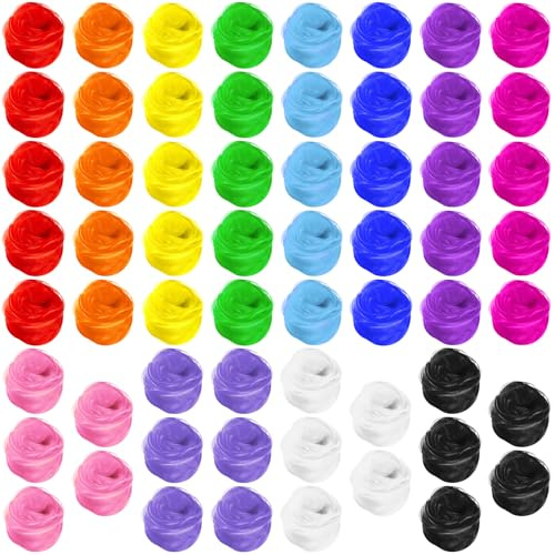 Zhanmai 60 Pcs Juggling Scarves Silky Square Dance Props, Classic Colors