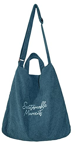 Ruyosn Bolso de Pana para Mujeres, Bolsa de Pana Grande con Cremallera, Shopper Bag Tote Bag Bolso de Mano Bolsa de asa Turquía