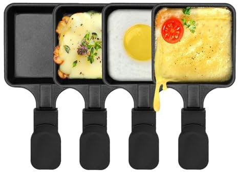 Non-Stick Coated Mini Grill Cheese Pan Melting Accessories for Raclettes Replacement trays Raclette Dishes Mini raclette pans, Square Shape(4PCs)