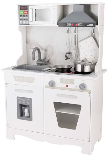 4iQ Group Kinderküche Holz mit Zubehör 93 x 30 x 65 cm - Kinder Spielküche Holz ab 3 Jahr - Kinder Küche ohne Scharfe Kanten