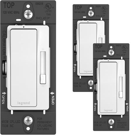 Legrand Radiant CFL/LED Dimmer Light Switch, Single-Pole/3-Way with Locator Light, 0-10V, RHCL453PW3PKCC4, White, 3-Pack