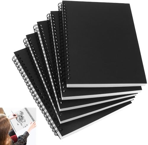 ADERTOS 5 Stück Skizzenbuch A5 Blanko Skizzenblock mit Spiralbindung 50 Blatt/100 Seiten Zeichenblock 100g/m² Skizzenheft Sketchbook Spiralbindung Weißem Papier Skizzenbuch Ringbuch zum Skizzieren