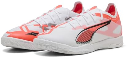 Puma Ultra 5 Match IT, Unisex Fussballschuh, Puma White-Puma Black-Glowing RED,
