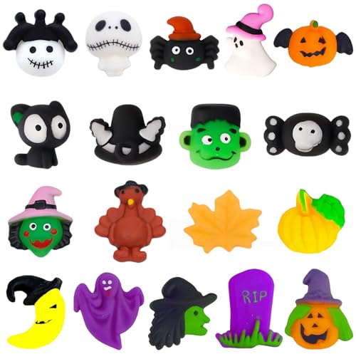 18 Piezas Juguetes Squishy Mini Mochi Halloween,Kawaii Mochis Squishies Juguete para Niños,Suave Squeeze Fidget Toy Juguetes Antiestres Regalo para Fiesta de Halloween Relleno para Bolsas de Regalo