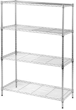 Liink1Ga Estantería de metal para el hogar, con 4 niveles de altura ajustable, estantería de rejilla para cargas pesadas, 120 x 90 x 35 cm, estantería de metal para trastero, garaje, sótano, balcón,