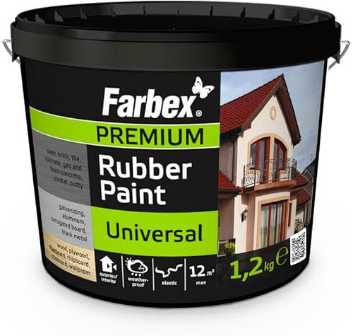 FARBEX Peinture caoutchouc de qualité supérieure - Séchage rapide, étanchéité élastique pour une protection contre l'humidité et les intempéries - Peinture intérieure pour toutes les surfaces - 1,2 kg