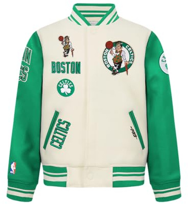 Pro Standard BIG KIDS NBA BOSTON CELTICS RETRO CLASSICS VARSITY JACKET EGGSHELL/KELLY GREEN M
