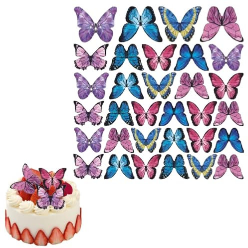 ChicAppeal 40 pezzi Farfalle commestibili decorazioni torta compleanno,farfalle decorative torta, cupcake commestibili, per torte per compleanno, battesimo, matrimonio(Colori misti)