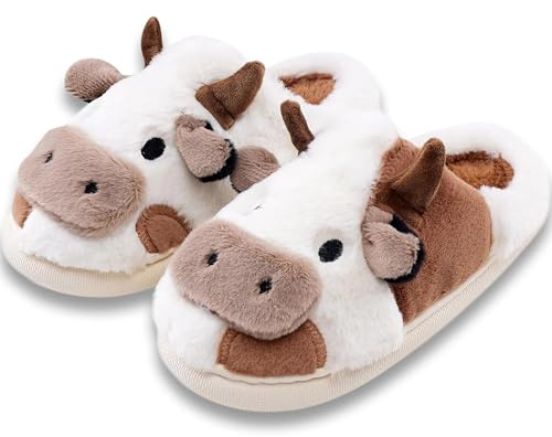 TOPALL Ciabatte Donna Invernali,Mucca Pantofole Donna Casa,Morbide Ciabatte Babbucce Slip Comode da Inverno