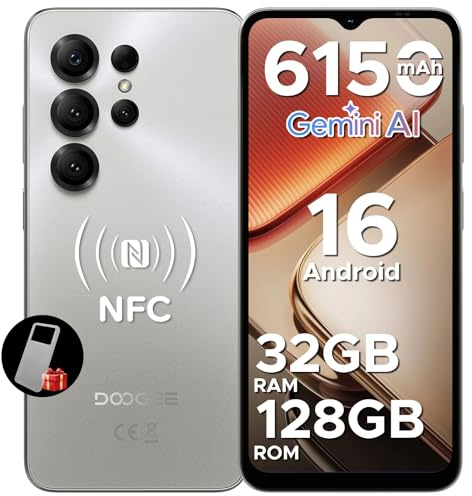 DOOGEE Note56X Pro Smartphone Ohne Vertrag Android 16 Mit Gemimi AI, 6150mAh, 32GB+128GB/2TB, 6.56 HD+90Hz Display, Octa Core Handy Günstig, 13MP+8MP, Dual SIM/OTG/Face ID/NFC/Widevine L1